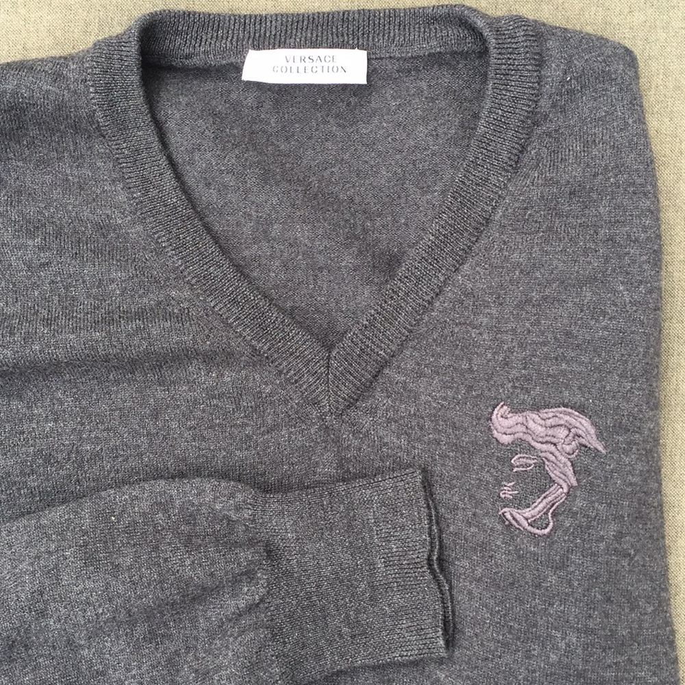 Versace Collection 100% Lama Wool V Neck Sweater